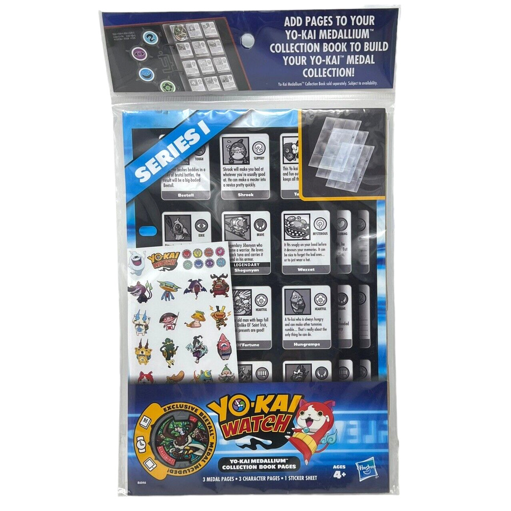 Yo-Kai Watch Series 1 Medallium Collection Book Pages + Beetall Medal & Stickers